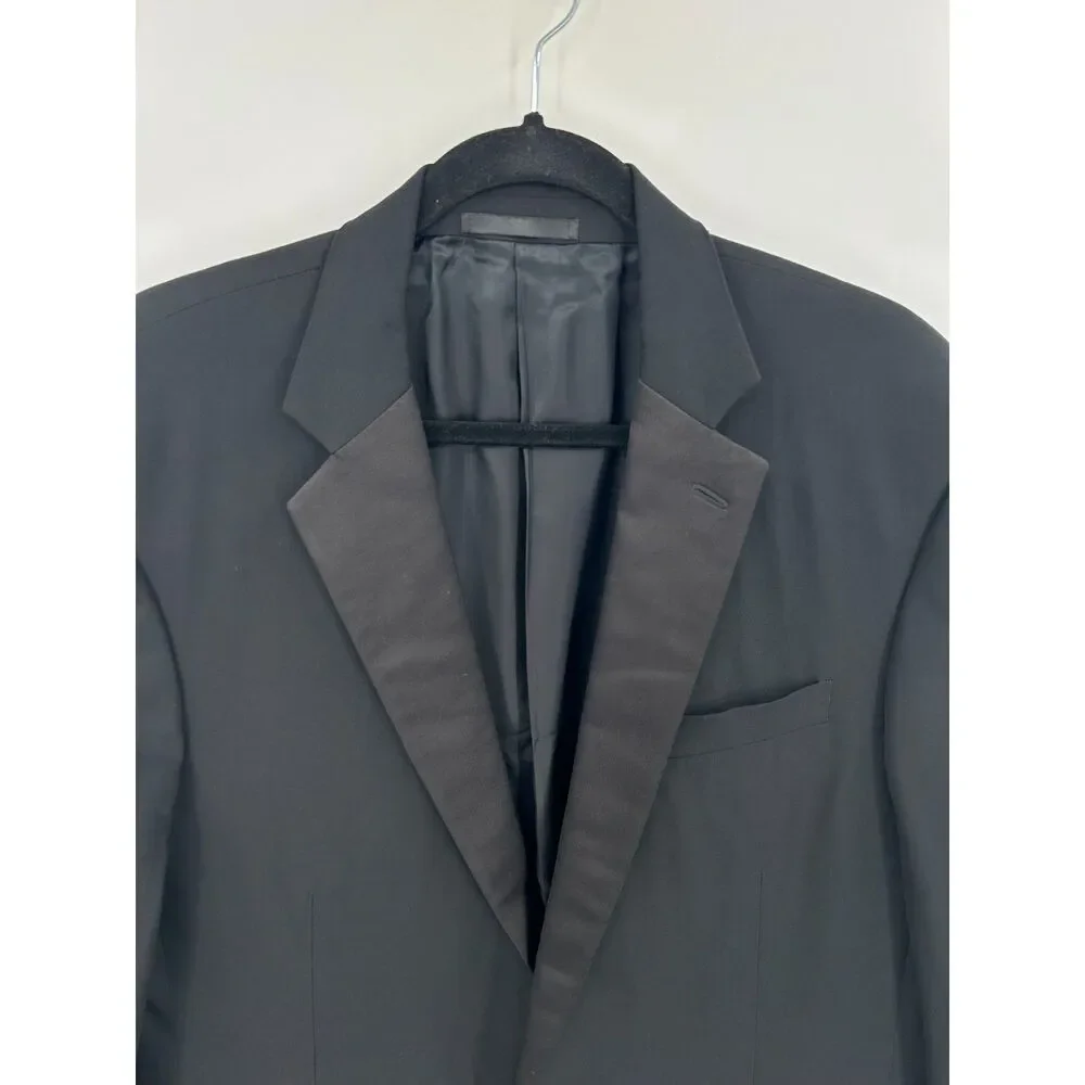 RALPH LAUREN Black Label Mens Black Tuxedo Jacket Satin Peak Lapel Wool Size 44L